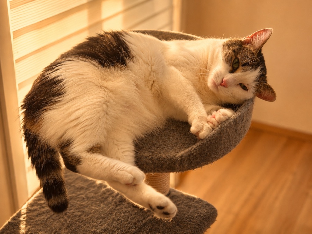 Pourquoi mon chat dort-il toujours au même endroit : Minette sur son perchoir
